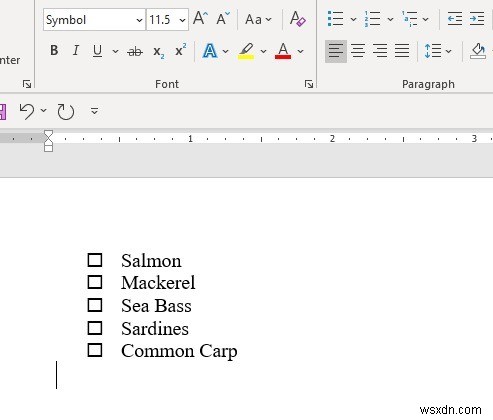 วิธีเพิ่มเครื่องหมายถูกและสัญลักษณ์แสดงหัวข้อย่อยใน Microsoft Word 