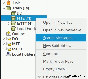 วิธีค้นหาอีเมลในโฟลเดอร์ถังขยะใน Thunderbird 