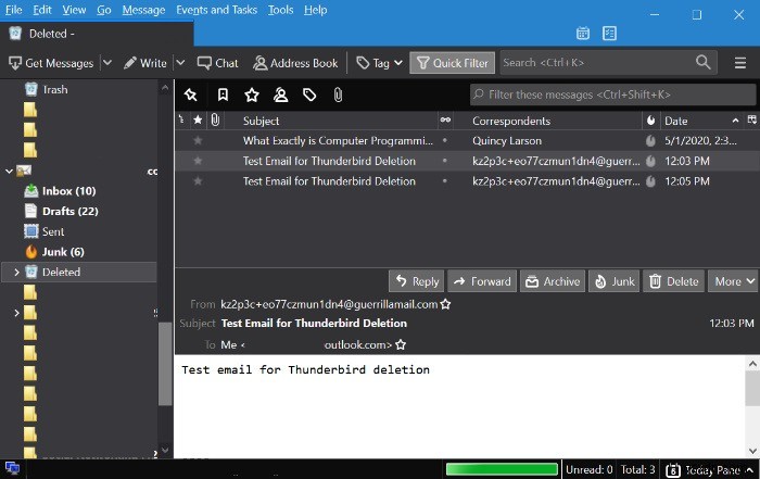 วิธีค้นหาอีเมลในโฟลเดอร์ถังขยะใน Thunderbird 