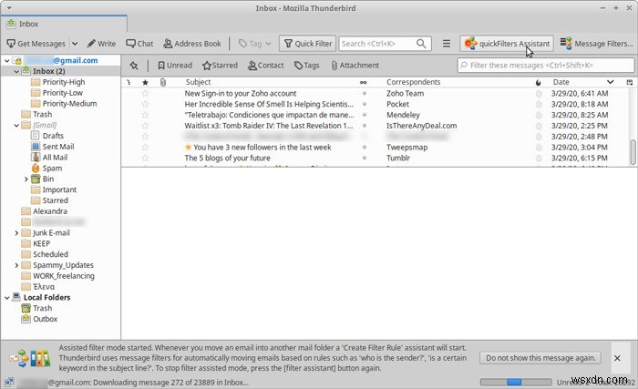 วิธีจัดระเบียบกล่องจดหมายเข้าของคุณด้วย QuickFilters ใน Thunderbird 
