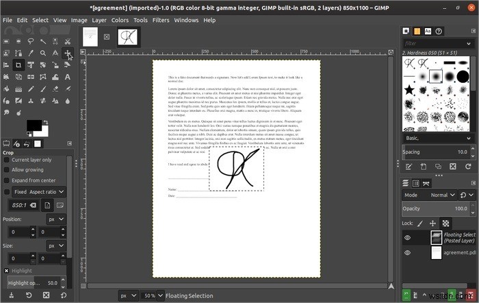 วิธีลงนามในเอกสารด้วย GIMP 