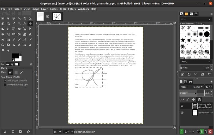วิธีลงนามในเอกสารด้วย GIMP 