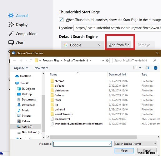 วิธีเพิ่ม Custom Search Engine ใน Thunderbird 