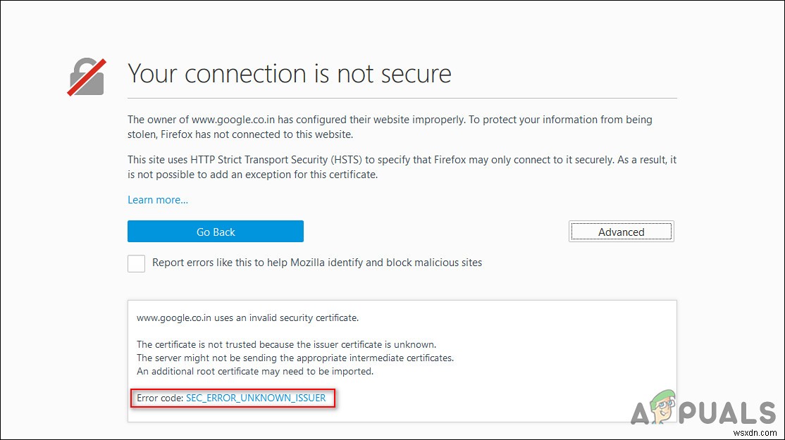 จะแก้ไขข้อผิดพลาด SEC_ERROR_UNKNOWN_ISSUER บน FireFox ได้อย่างไร 