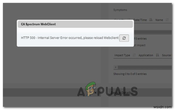 วิธีแก้ไข  Internal Server Error  บน Spectrum 