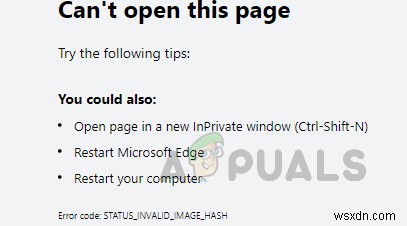 แก้ไข:ข้อผิดพลาดในการติดตั้ง Microsoft Edge Update STATUS_INVALID_IMAGE_HASH บน Windows 10 