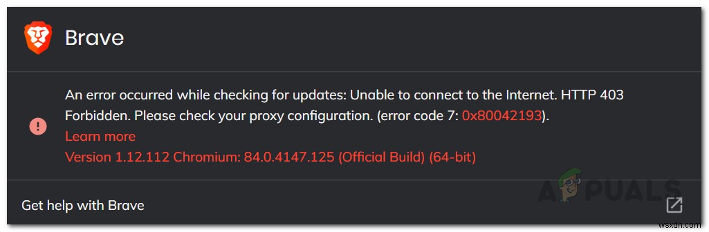 วิธีแก้ไขข้อผิดพลาด Brave Update 0x80042193 