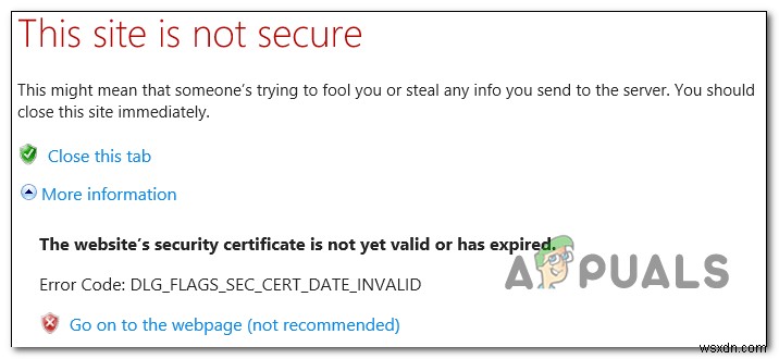 แก้ไข:DLG_FLAGS_SEC_CERT_DATE_INVALID ใน Internet Explorer หรือ Edge 