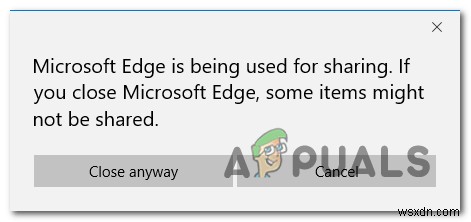 วิธีหยุดป๊อปอัป  Microsoft Edge ถูกใช้สำหรับการแชร์  