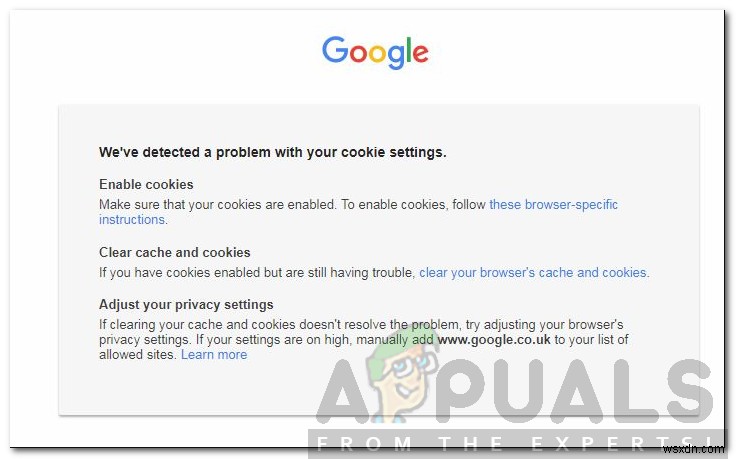 วิธีแก้ไข  เราตรวจพบปัญหาเกี่ยวกับการตั้งค่าคุกกี้ของคุณ  