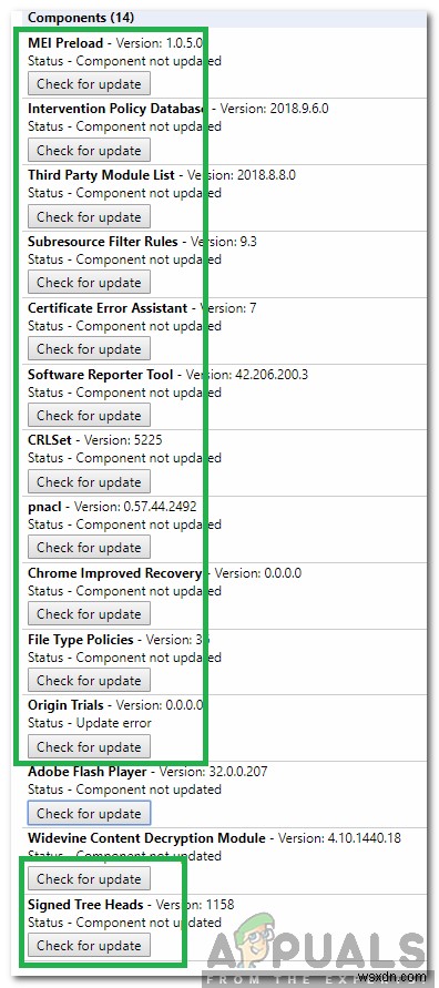 วิธีแก้ไขข้อผิดพลาด  ไม่ได้อัปเดตคอมโพเนนต์  บน Chrome 