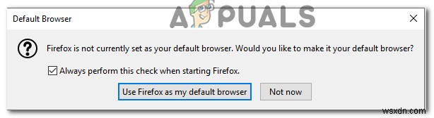 แก้ไข:ไม่สามารถตั้งค่า Firefox เป็นเบราว์เซอร์เริ่มต้นใน Windows 10 