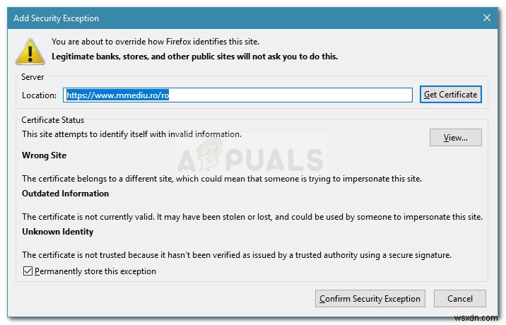 แก้ไข:SSL_ERROR_BAD_CERT_DOMAIN 