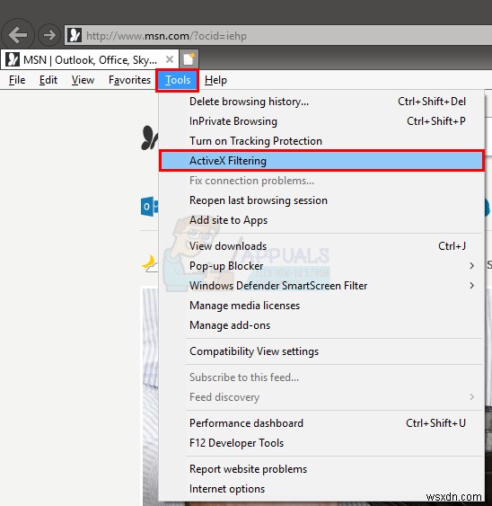 วิธีใช้การกรอง ActiveX ใน Internet Explorer 