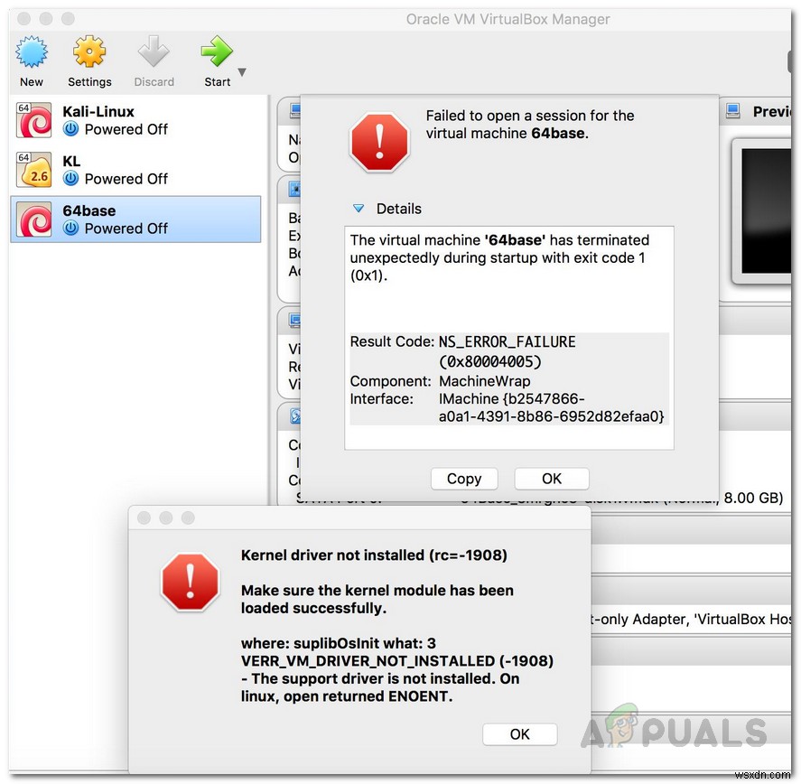 [แก้ไข] ข้อผิดพลาด VirtualBox NS_ERROR_FAILURE 