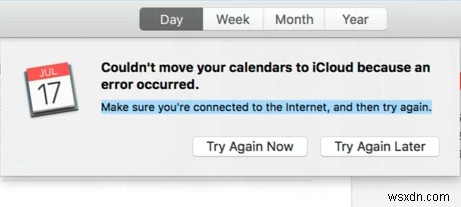 ไม่สามารถย้ายปฏิทินของคุณไปยัง iCloud เนื่องจากเกิดข้อผิดพลาด (แก้ไข) 