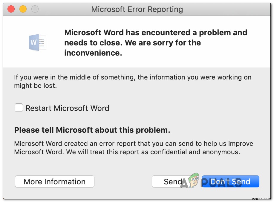 [แก้ไข] ข้อผิดพลาดเมื่อเปิด Word หรือ Outlook บน Mac (EXC_BAD_INSTRUCTION) 