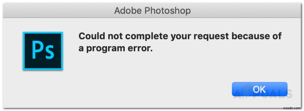 Photoshop ไม่สามารถดำเนินการตามคำขอของคุณได้เนื่องจากเกิดข้อผิดพลาดของโปรแกรม 