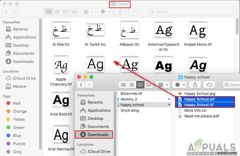 วิธีการติดตั้งแบบอักษรบน macOS 