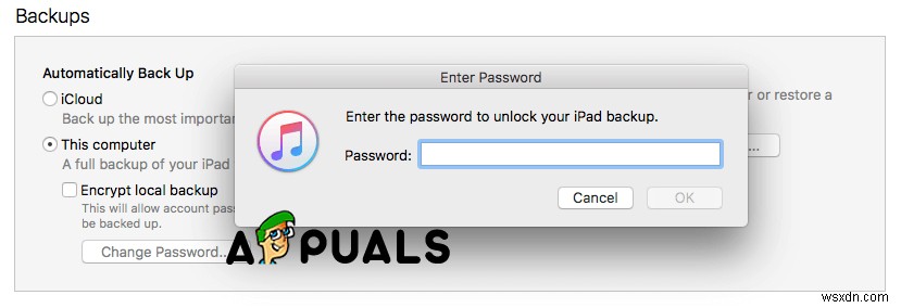วิธีแก้ปัญหา  ป้อนรหัสผ่านเพื่อปลดล็อกข้อมูลสำรอง iPhone ของคุณ  