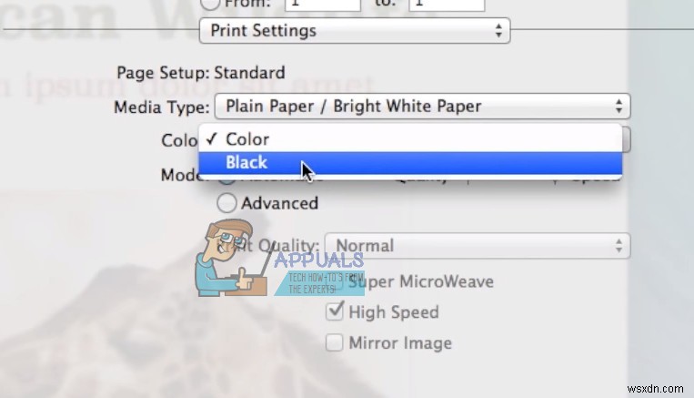 วิธีพิมพ์ขาวดำบน Mac 
