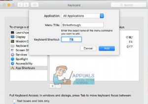 วิธีขีดทับโดยใช้แป้นพิมพ์ลัดบน Mac 