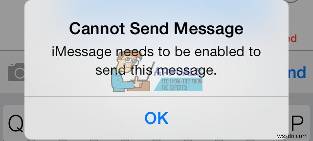 แก้ไข:ต้องเปิดใช้งาน iMessage เพื่อส่งข้อความนี้ 