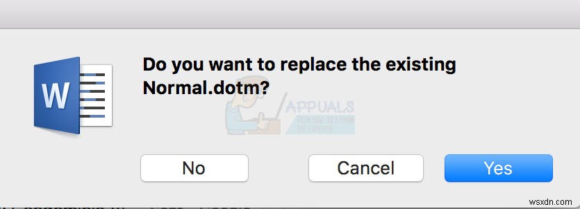 แก้ไข:Word ไม่สามารถเปิดเทมเพลตส่วนกลางที่มีอยู่  Normal.dotm  