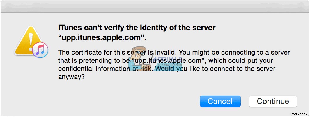แก้ไข:iTunes ไม่สามารถตรวจสอบข้อมูลประจำตัวของเซิร์ฟเวอร์ได้