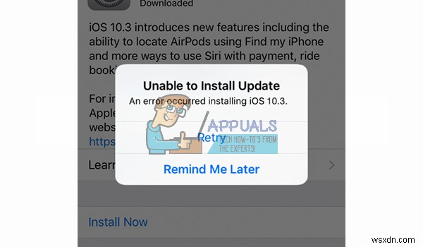 แก้ไข:เกิดข้อผิดพลาดขณะติดตั้ง iOS 