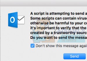 แก้ไข:Outlook 2016 Mac  สคริปต์พยายามส่งข้อความ  