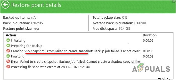 แก้ไข:VSS Error 0x8004231f – ไม่สามารถสร้าง Volume Snapshot 