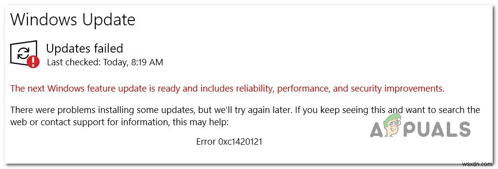วิธีแก้ไขรหัสข้อผิดพลาดของ Windows Update:0xc1420121 