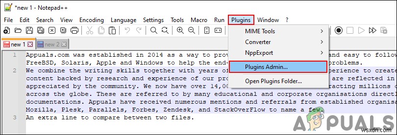วิธีเปรียบเทียบสองไฟล์ใน Notepad++ โดยใช้ Plugin 