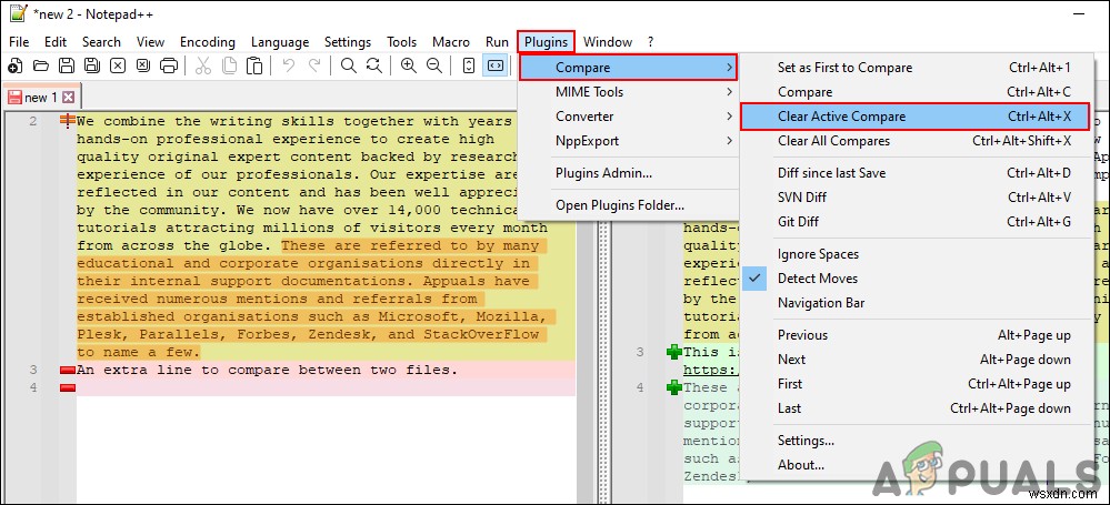 วิธีเปรียบเทียบสองไฟล์ใน Notepad++ โดยใช้ Plugin 