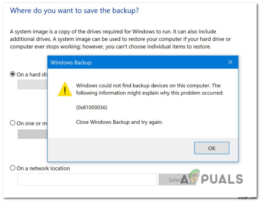 แก้ไขข้อผิดพลาด 0x81000036 เมื่อใช้ Windows Backup 