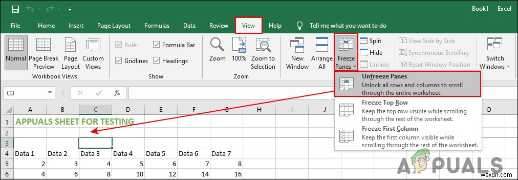 วิธีตรึงแถวและคอลัมน์ใน Microsoft Excel 