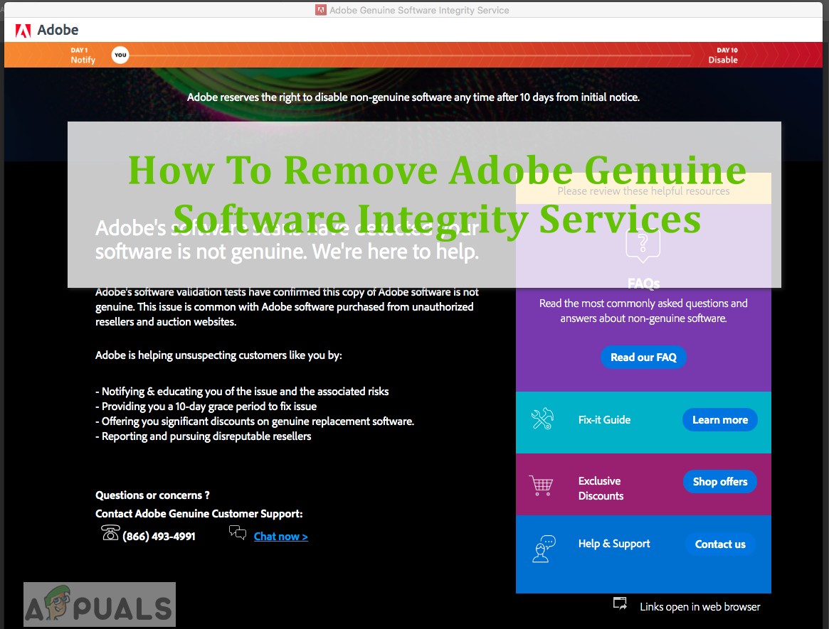 วิธีลบ Adobe Genuine Software Integrity Services 