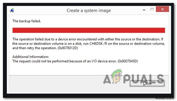 แก้ไข:ข้อผิดพลาดในการสำรองข้อมูลของ Windows 0x8078012D 