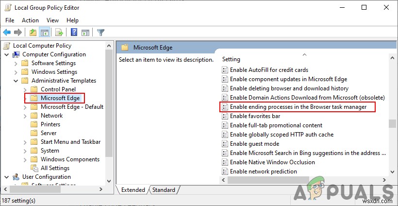 จะปิดการใช้งาน  สิ้นสุดกระบวนการ  ในตัวจัดการงานของเบราว์เซอร์บน Microsoft Edge ได้อย่างไร 