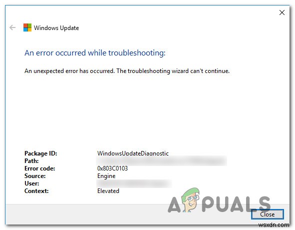 วิธีแก้ไขข้อผิดพลาด 0x803c0103 ด้วยตัวแก้ไขปัญหา Windows Update 
