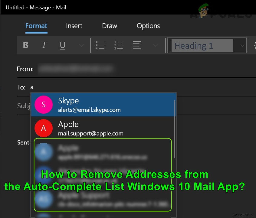 วิธีลบที่อยู่ออกจากรายการทำให้สมบูรณ์อัตโนมัติ Windows 10 Mail App 