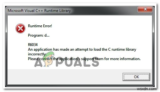 วิธีแก้ไข Visual C ++ Runtime  Error R6034  