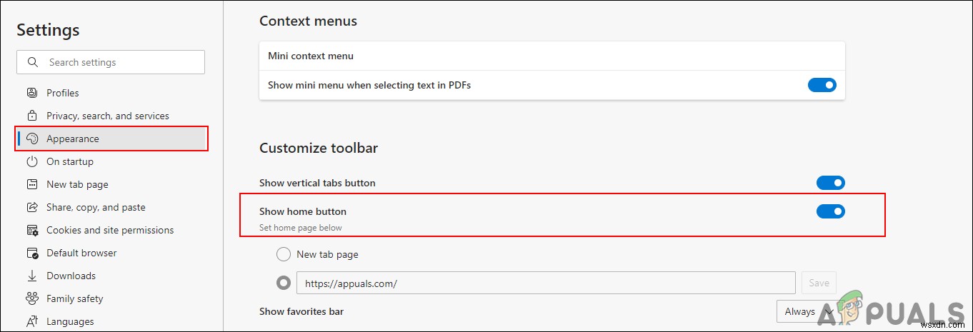 จะเพิ่มหรือลบปุ่มโฮมบนแถบเครื่องมือใน Microsoft Edge Chromium ได้อย่างไร 