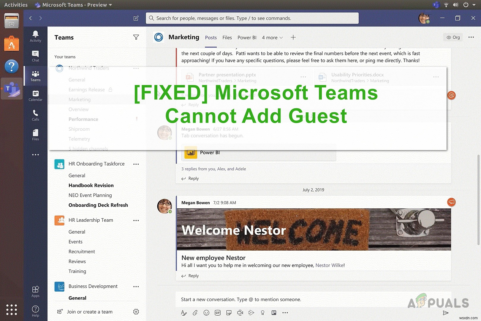 ไม่สามารถเพิ่มแขกใน Microsoft Teams 