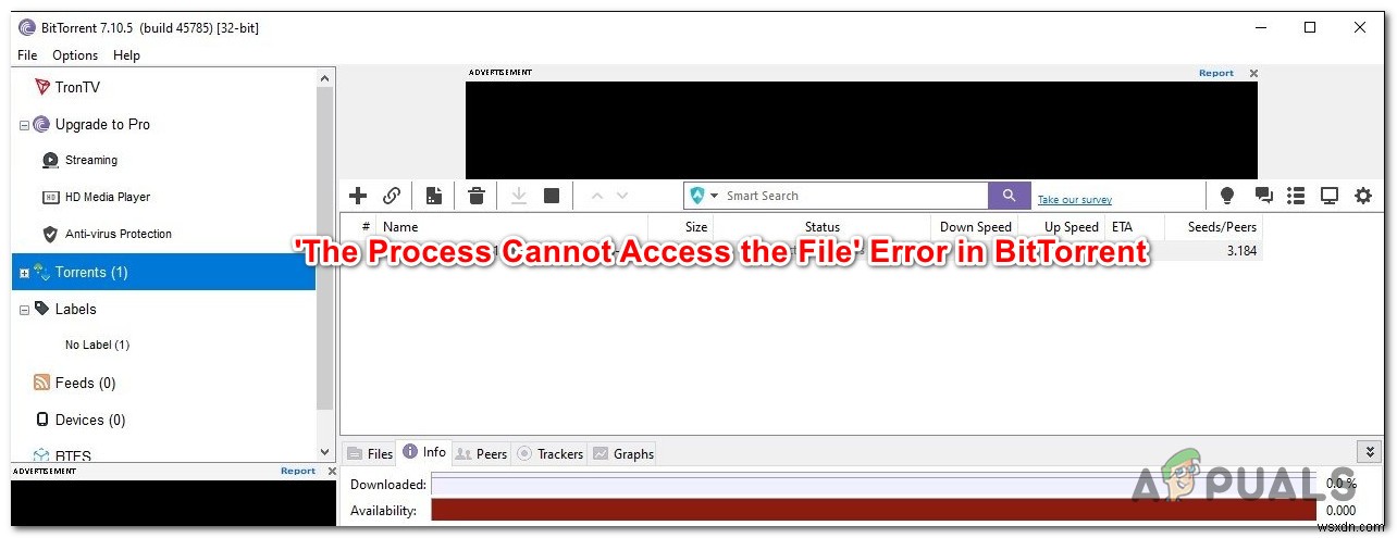 วิธีแก้ไขข้อผิดพลาด BitTorrent  กระบวนการไม่สามารถเข้าถึงไฟล์  
