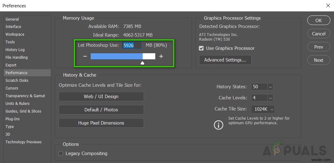 วิธีแก้ไขข้อผิดพลาด Photoshop ไม่เพียงพอ RAM บน Windows 10 