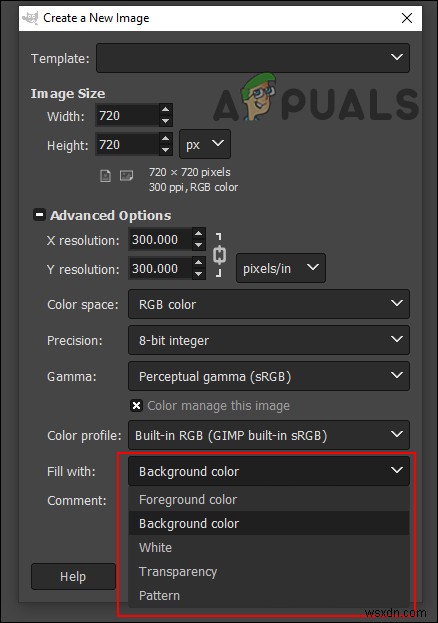 วิธีทำให้พื้นหลังโปร่งใสตามค่าเริ่มต้นสำหรับรูปภาพใหม่ใน GIMP 