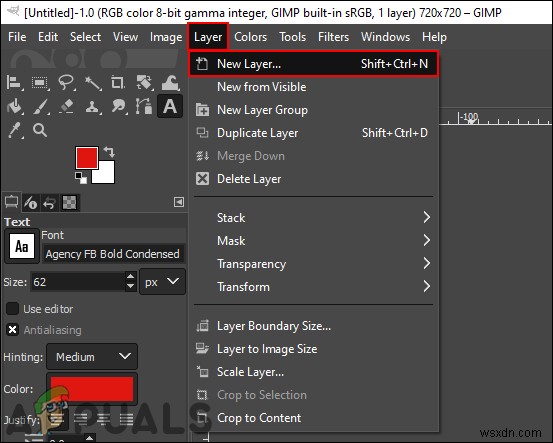 วิธีทำให้พื้นหลังโปร่งใสตามค่าเริ่มต้นสำหรับรูปภาพใหม่ใน GIMP 