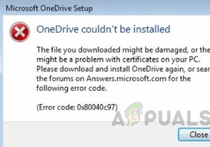 วิธีแก้ไขรหัสข้อผิดพลาดในการติดตั้ง OneDrive 0x80040c97 บน Windows 10 